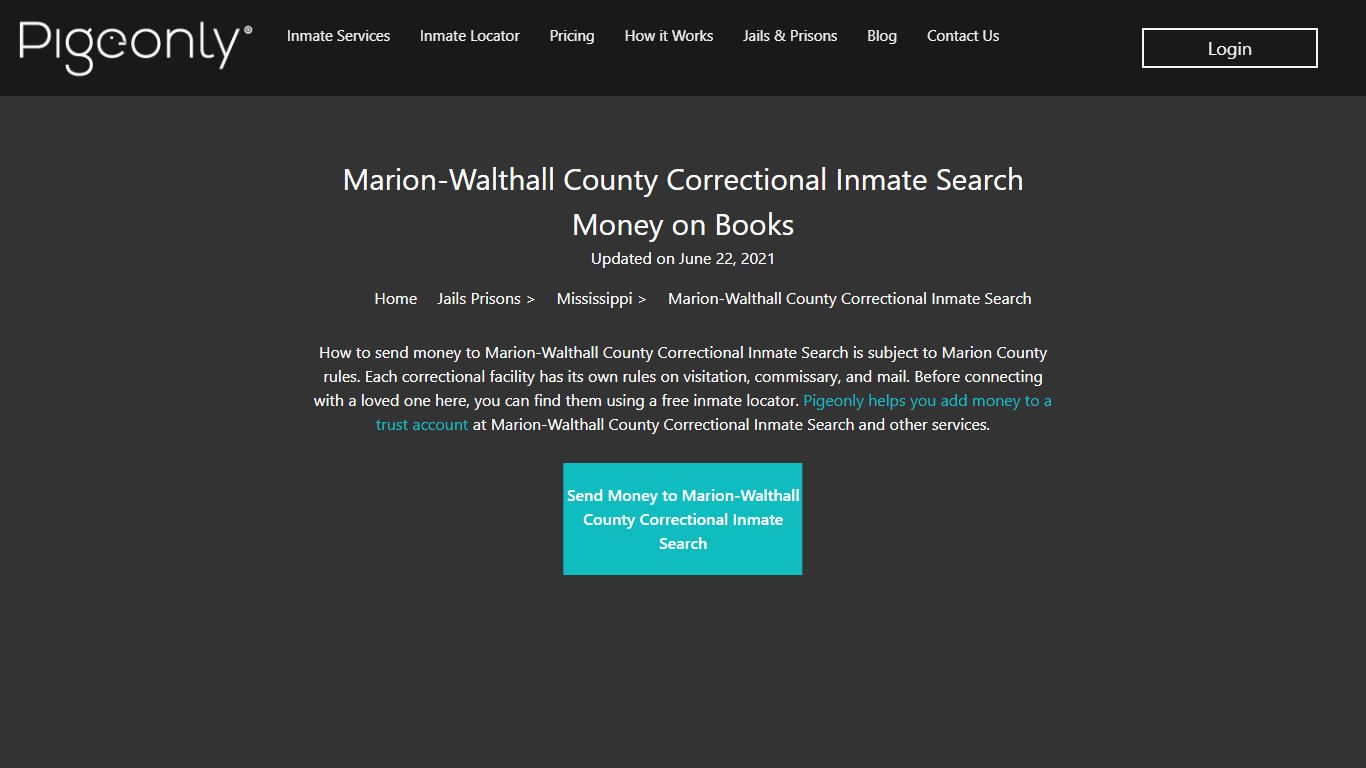 Marion-Walthall County Correctional Inmate Search Money