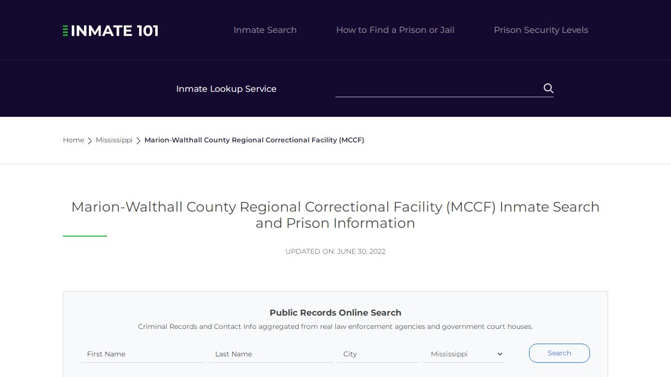 Marion-Walthall County Regional Correctional Facility ...